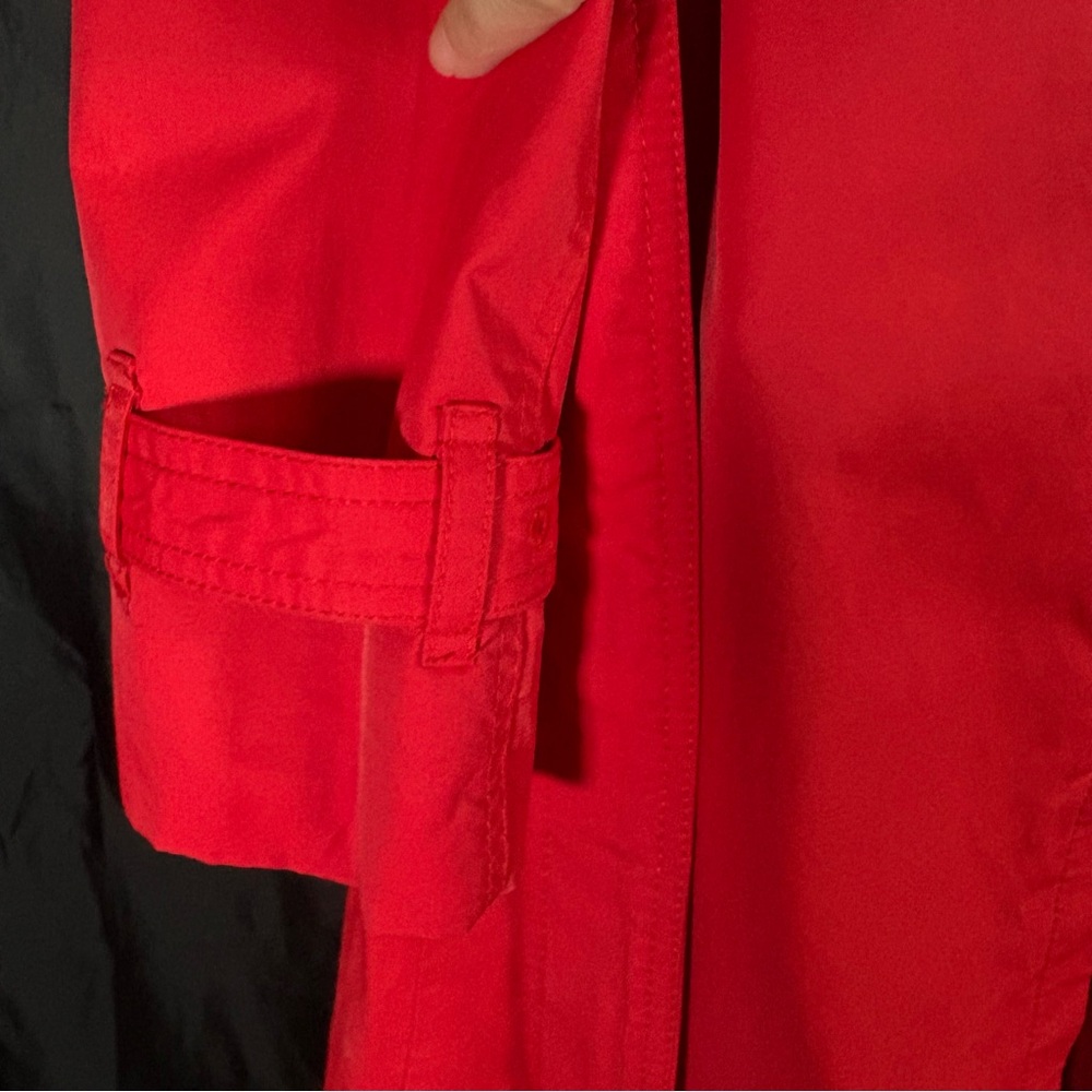 Women's Red Double-Breasted Trench Coat Sz S - Picture 13 of 16